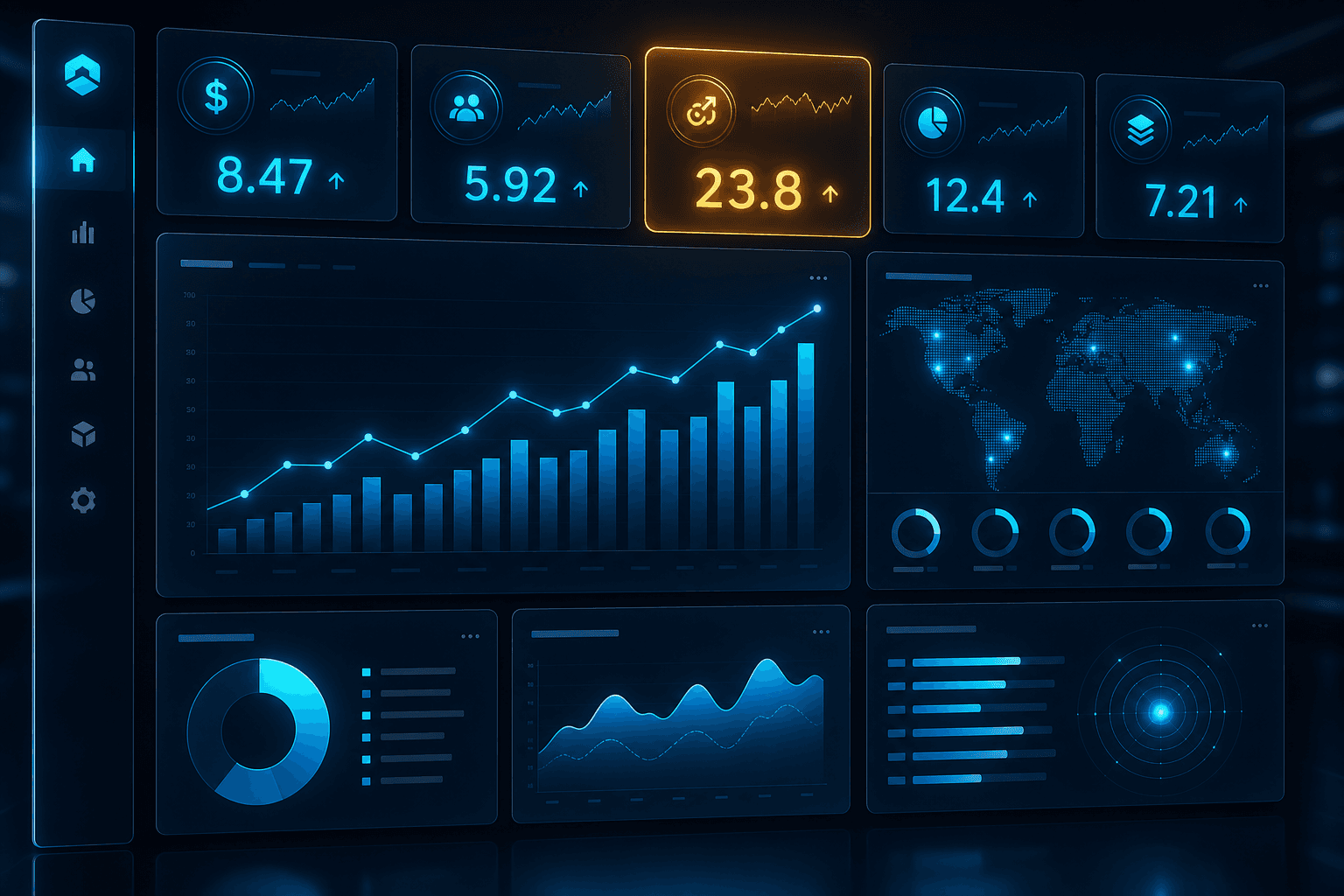 Executive dashboard showing AI workflow outcome metrics
