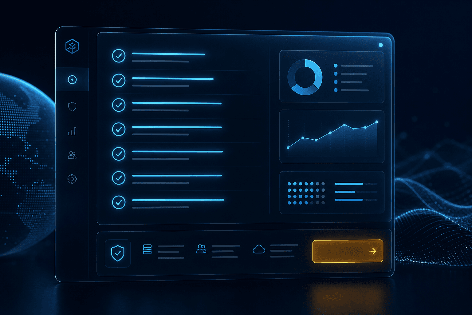 AI readiness checklist on a glass executive dashboard
